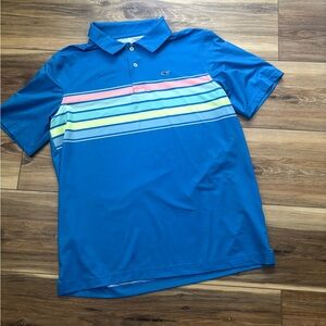 Vineyard Vines Blue performance polo with strips